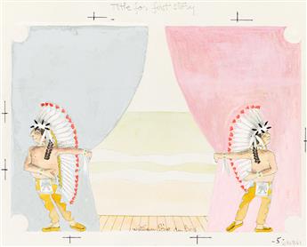 WILLIAM PÈNE DU BOIS (1916 - 1993) Native American characters pulling stage curtains.